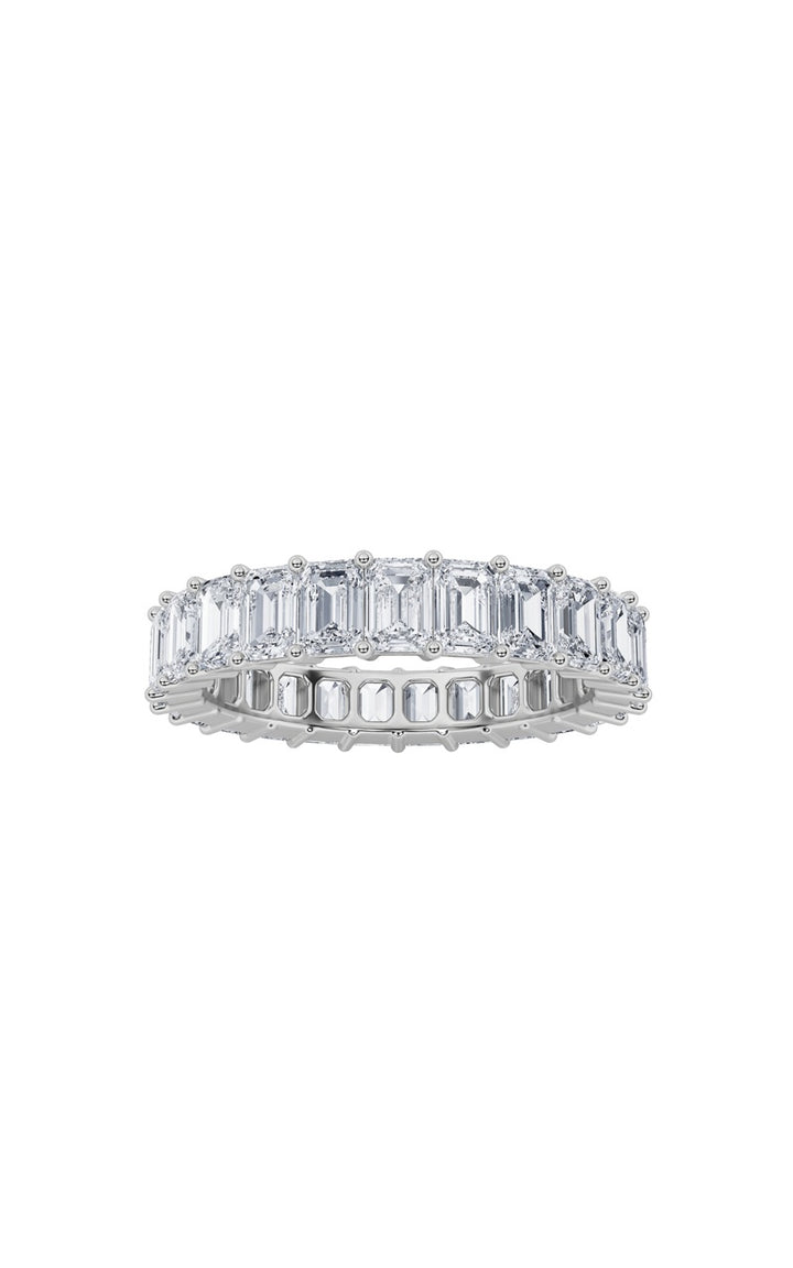 2.75CTW Emerald Shaped Lab Grown Diamond Split Prong Eternity Ring in 14K Gold (F/VS)