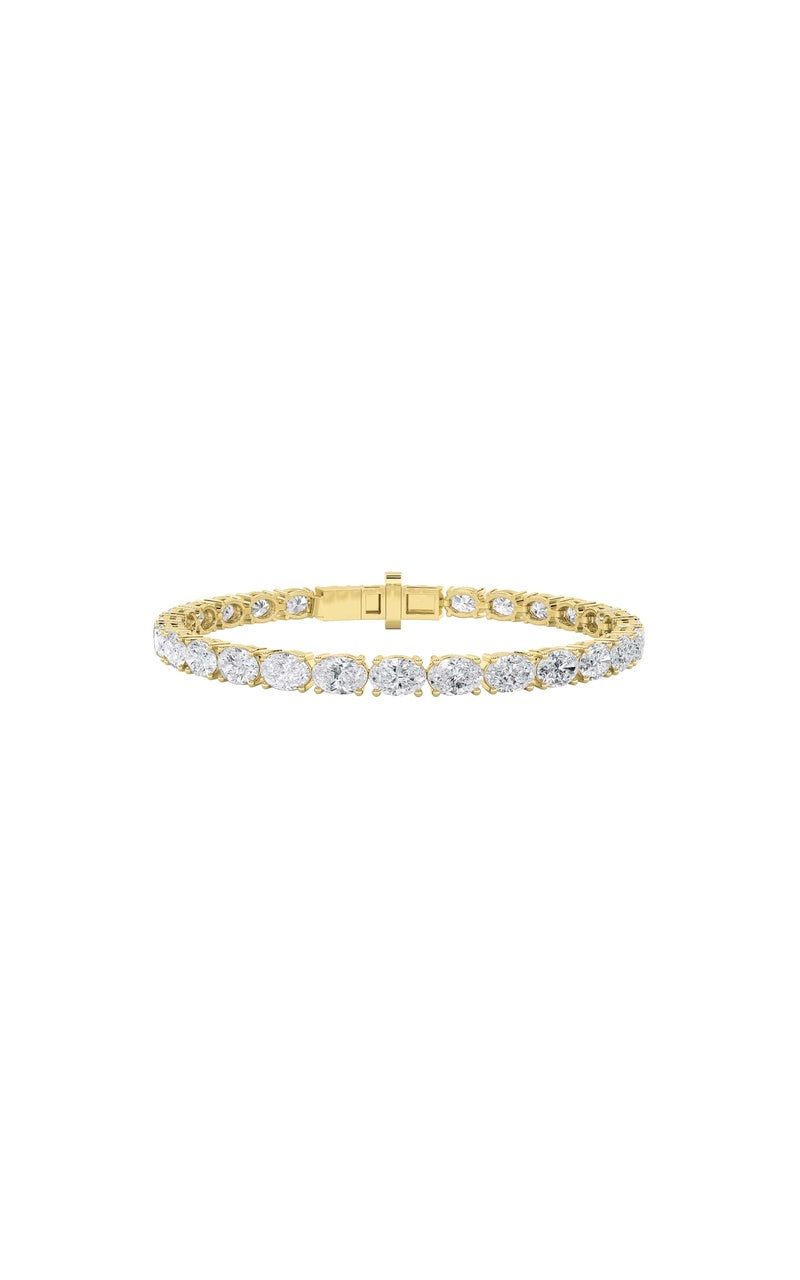 12Cttw Oval Shaped Lab Grown Diamond (F/VS) Tennis Bracelet in 14K Gold