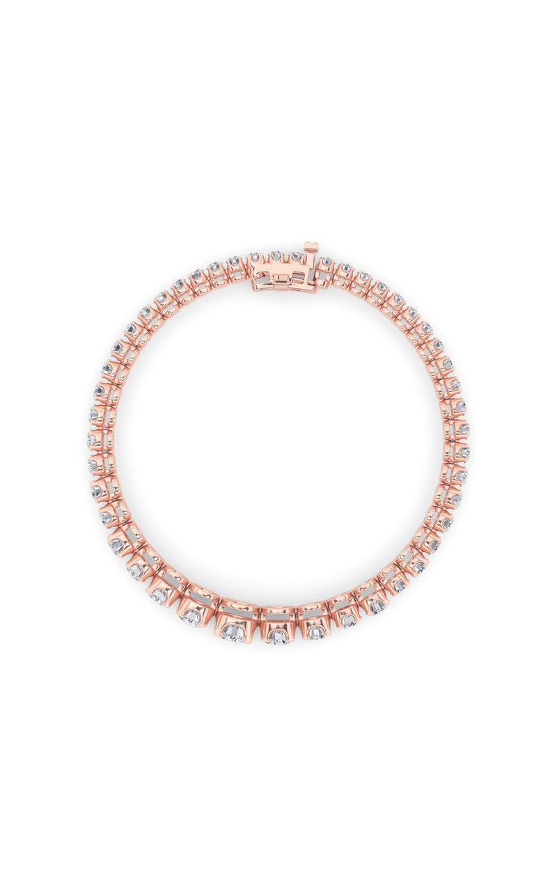 5CTW Round Shaped Lab Grown Diamond (F/VS) Graduating Tennis Bracelet in 14K Gold