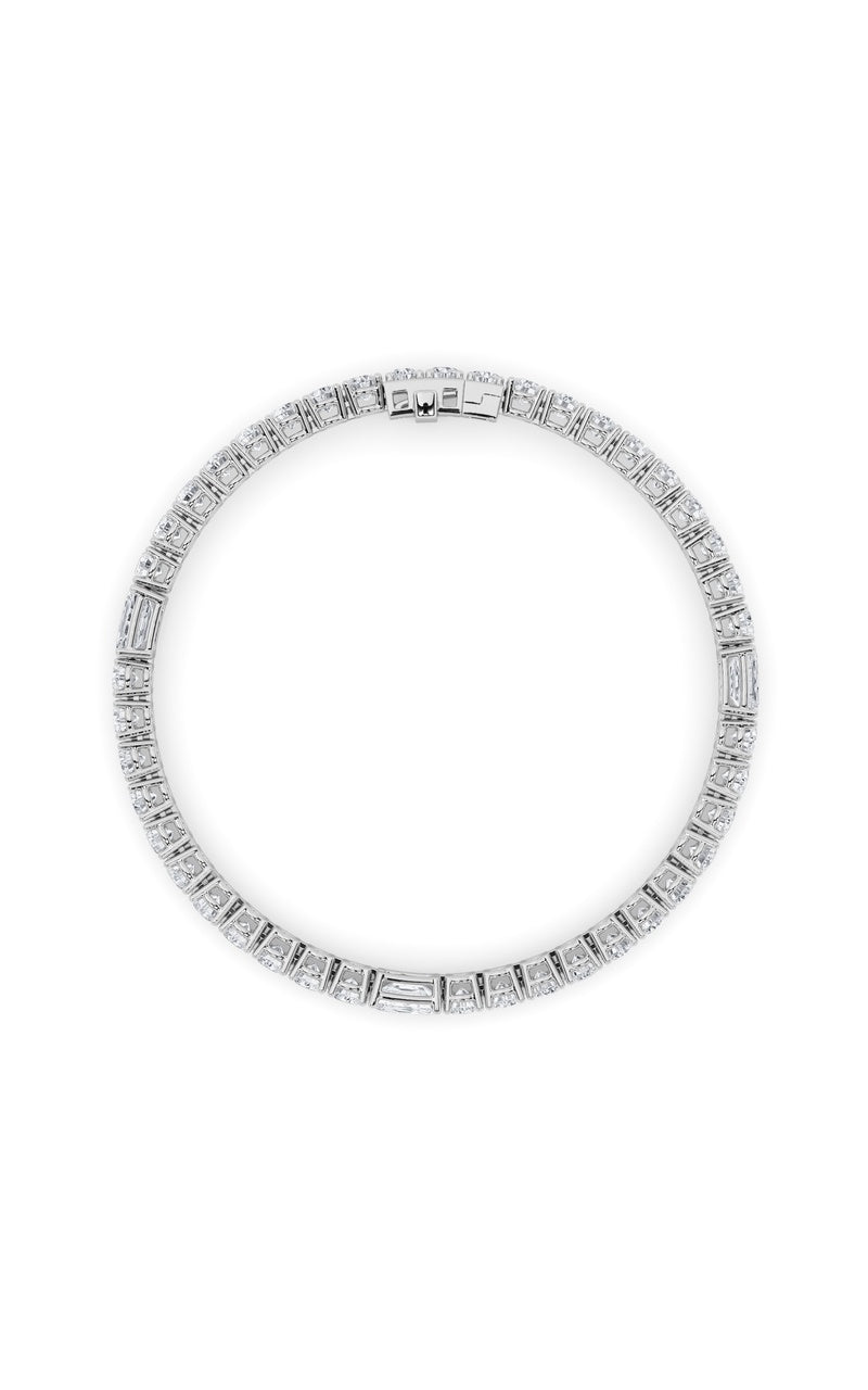 10CTW Emerald Shaped Lab Grown Diamond (F/VS) East West Station Bracelet in 14K Gold, 14K White Gold