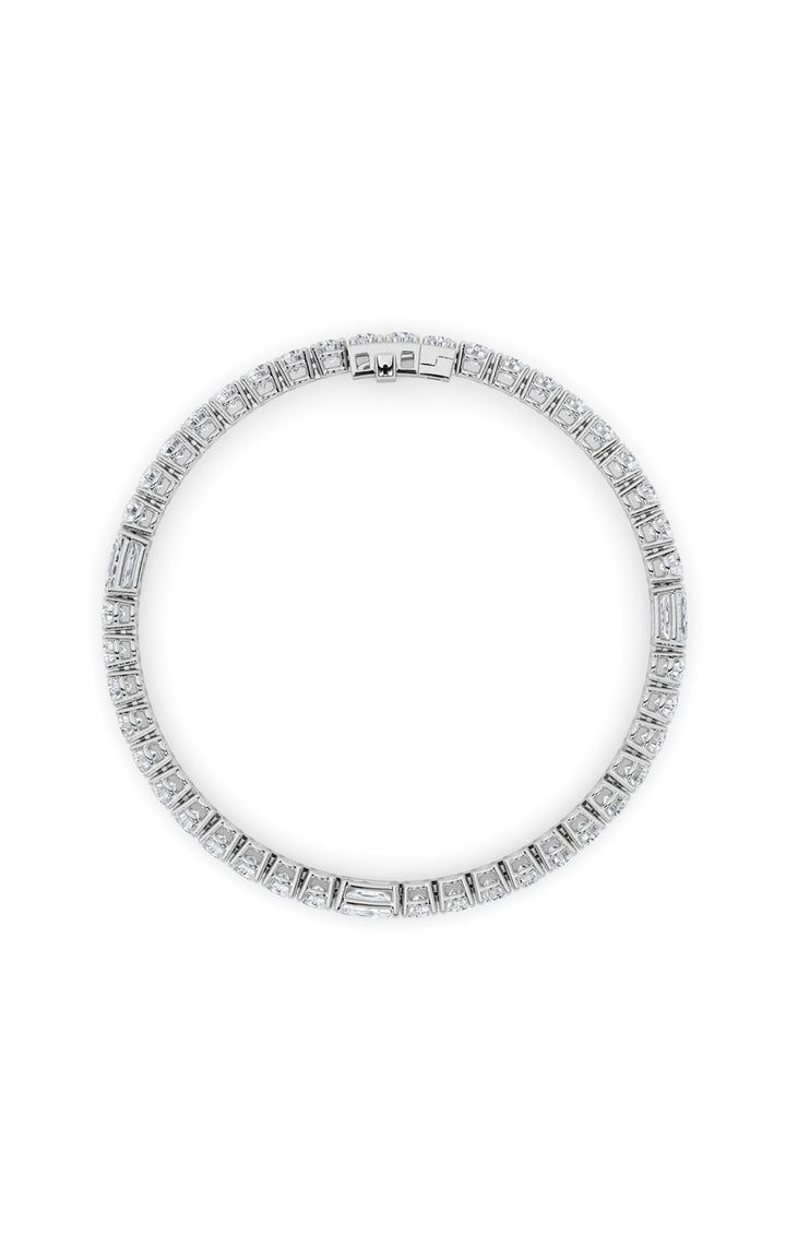 10CTW Emerald Shaped Lab Grown Diamond (F/VS) East West Station Bracelet in 14K Gold