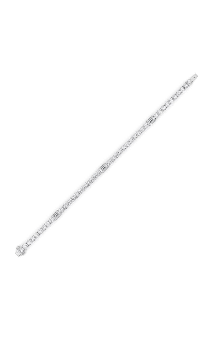 10CTW Emerald Shaped Lab Grown Diamond (F/VS) East West Station Bracelet in 14K Gold, 14K White Gold
