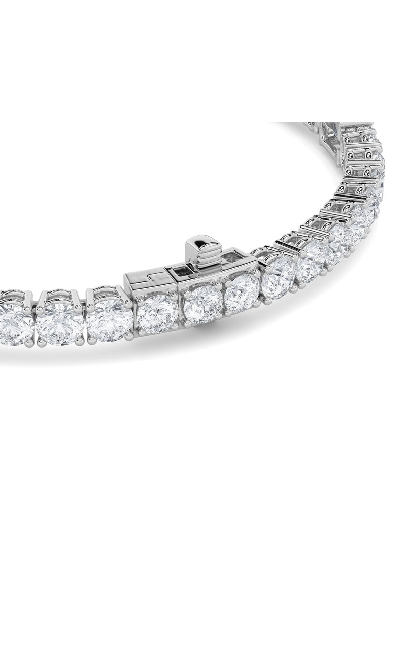 10CTW Emerald Shaped Lab Grown Diamond (F/VS) East West Station Bracelet in 14K Gold, 14K White Gold