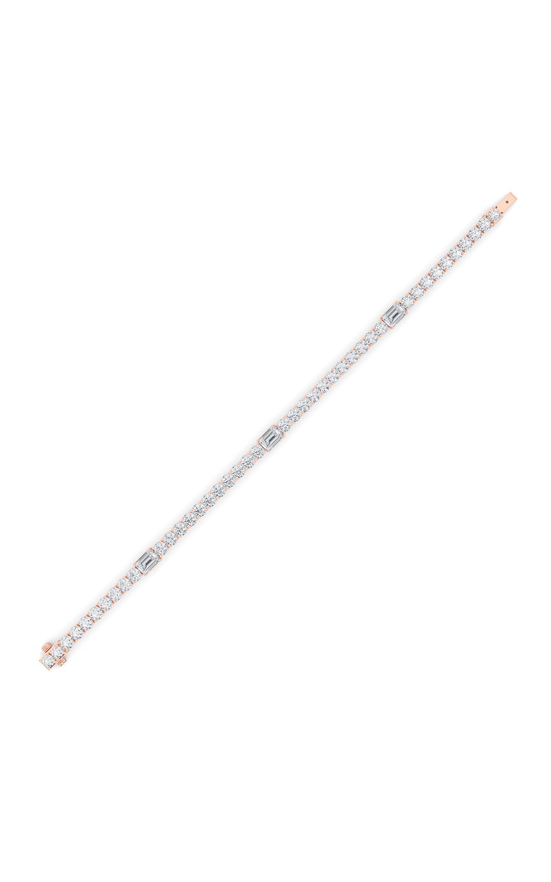 10CTW Emerald Shaped Lab Grown Diamond (F/VS) East West Station Bracelet in 14K Gold