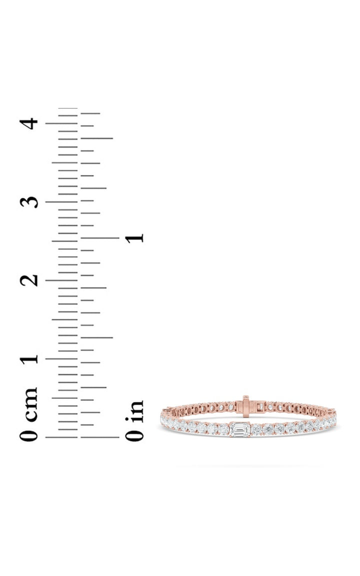 10Cttw Emerald Shaped Lab Grown Diamond (F/VS) East West Station Bracelet in 14K Gold