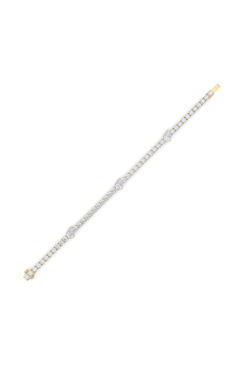 10Cttw Pear Shaped Lab Grown Diamond (F/VS) East West Station Bracelet in 14K Gold
