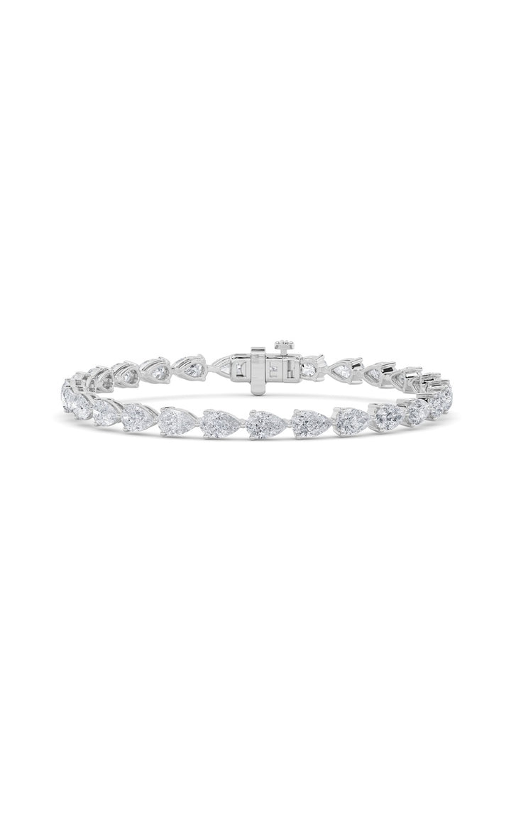 8.5Cttw Pear Shaped Lab Grown Diamond (F/VS) FancyLine Bracelet in 14K Gold