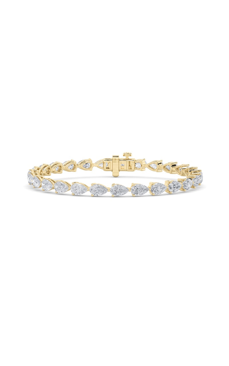 8.5Cttw Pear Shaped Lab Grown Diamond (F/VS) FancyLine Bracelet in 14K Gold