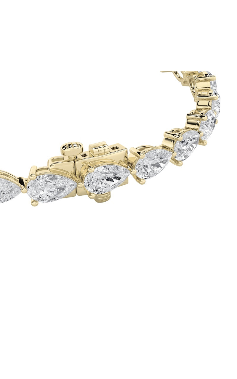 8.5CTW Pear Shaped Lab Grown Diamond (F/VS) Fancy Line Bracelet in 14K Gold