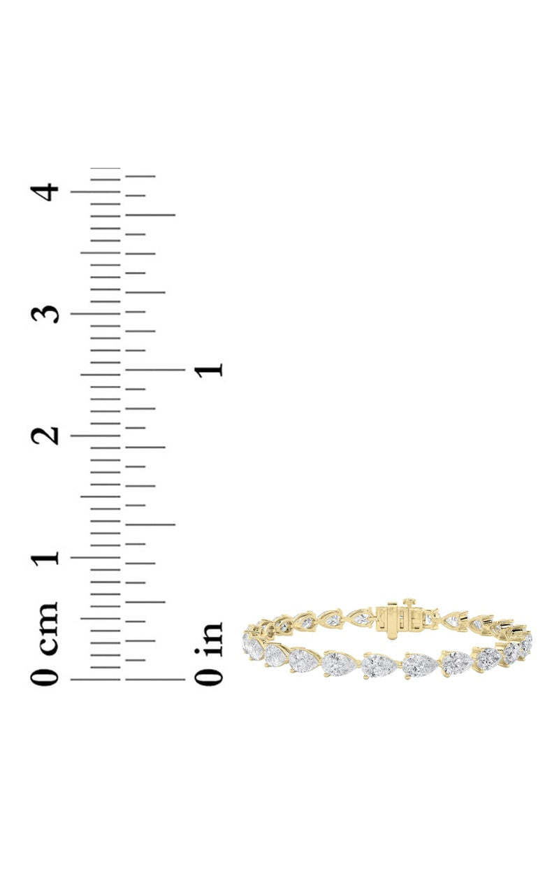 8.5CTW Pear Shaped Lab Grown Diamond (F/VS) Fancy Line Bracelet in 14K Gold