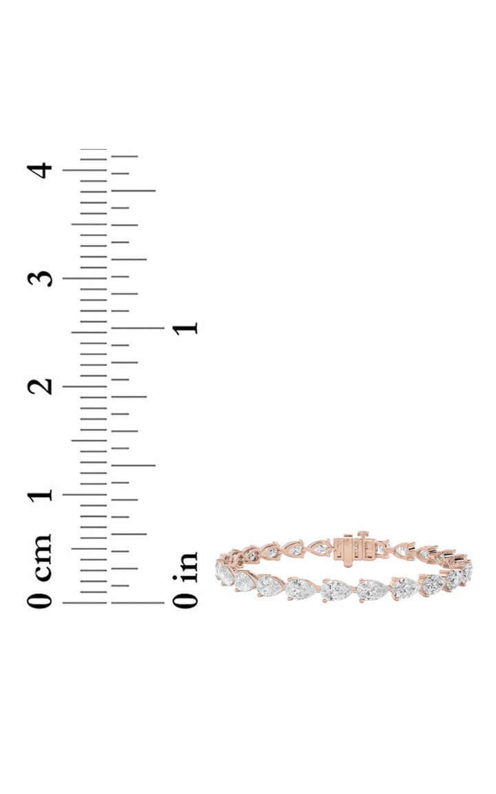 8.5CTW Pear Shaped Lab Grown Diamond (F/VS) Fancy Line Bracelet in 14K Gold