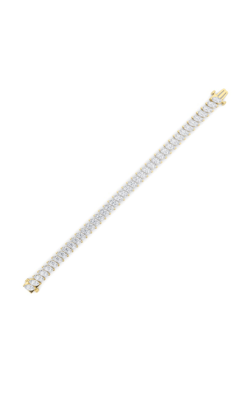 16.5Cttw Marquise Shaped Lab Grown Diamond (F/VS)Angled Line Bracelet in 14K Gold