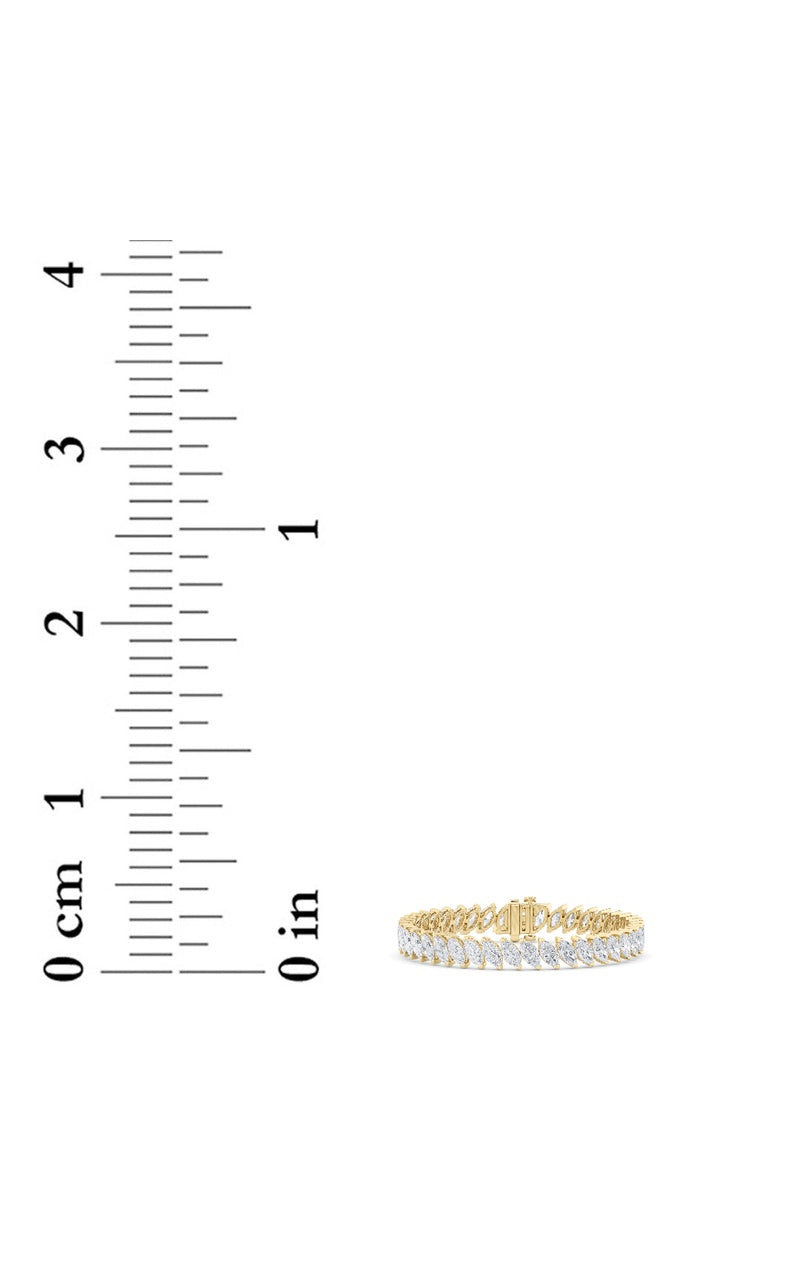 16.5CTW Marquise Shaped Lab Grown Diamond (F/VS) Angled Line Bracelet in 14K Gold