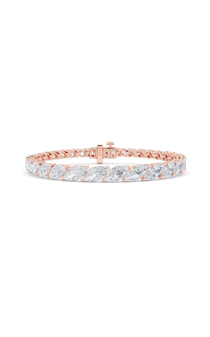 13.5Cttw Marquise Shaped Lab Grown Diamond (F/VS)Bracelet in 14K Gold