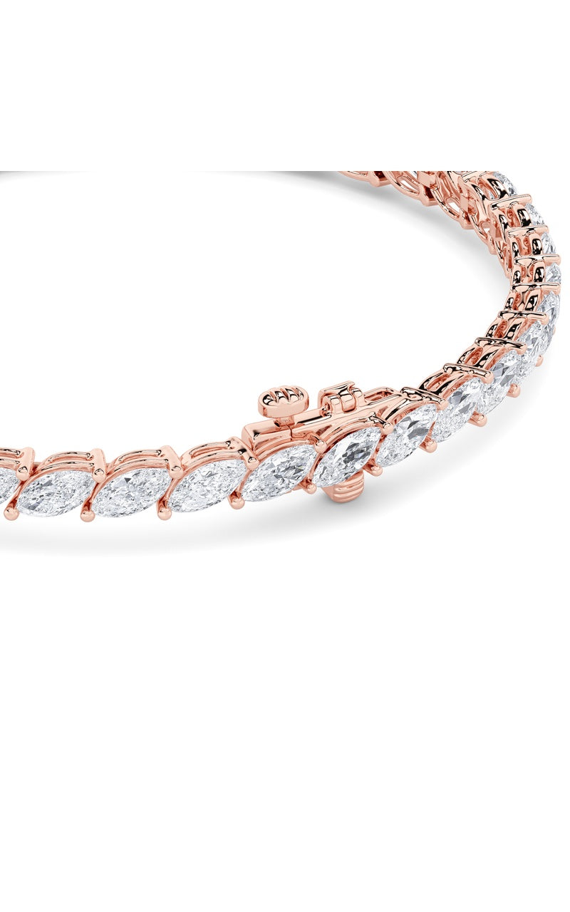 13.5Cttw Marquise Shaped Lab Grown Diamond (F/VS)Bracelet in 14K Gold