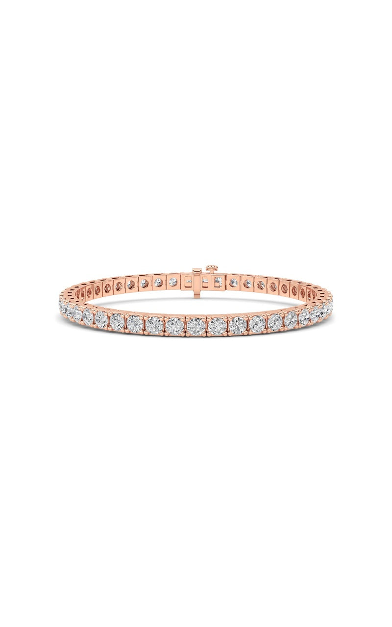 10CTW Round Shaped Lab Grown Diamond (F/VS) Bracelet in 14K Gold, 14K Rose Gold