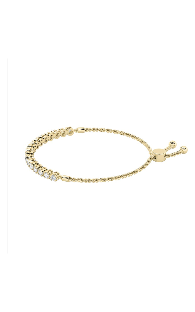 2Cttw Round Shaped Lab Grown Diamond (F/VS) Bolo Bracelet in 14K Gold