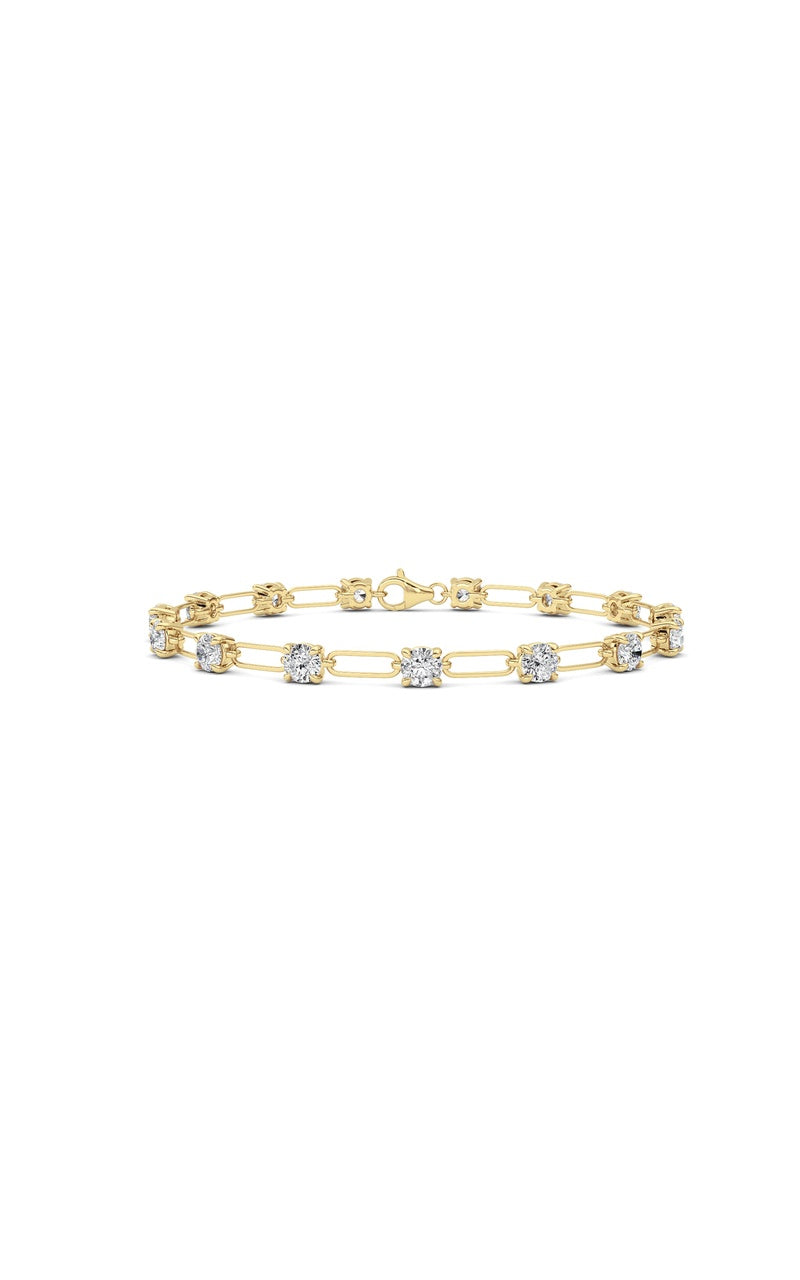 3CTW Round Shaped Lab Grown Diamond (F/VS) Station Bracelet in 14K Gold, 14K Yellow Gold