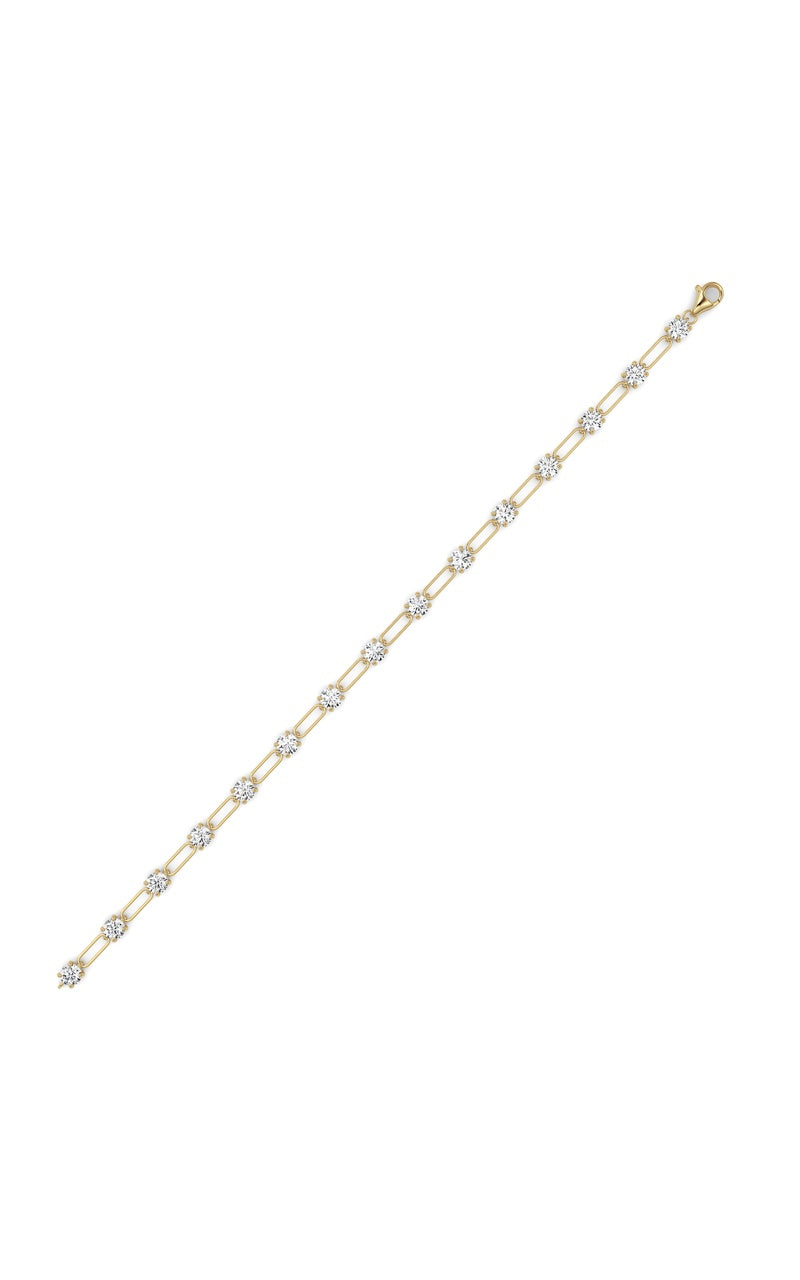 3CTW Round Shaped Lab Grown Diamond (F/VS) Station Bracelet in 14K Gold, 14K Yellow Gold