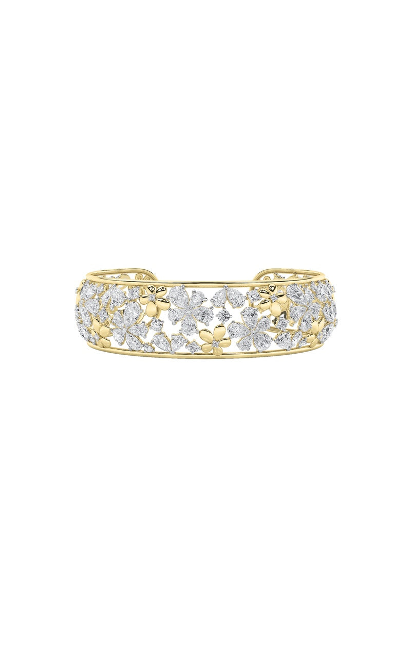23.5Cttw Mix Shaped Lab Grown Diamond (F/VS) FancyFlower Bracelet in 14K Gold