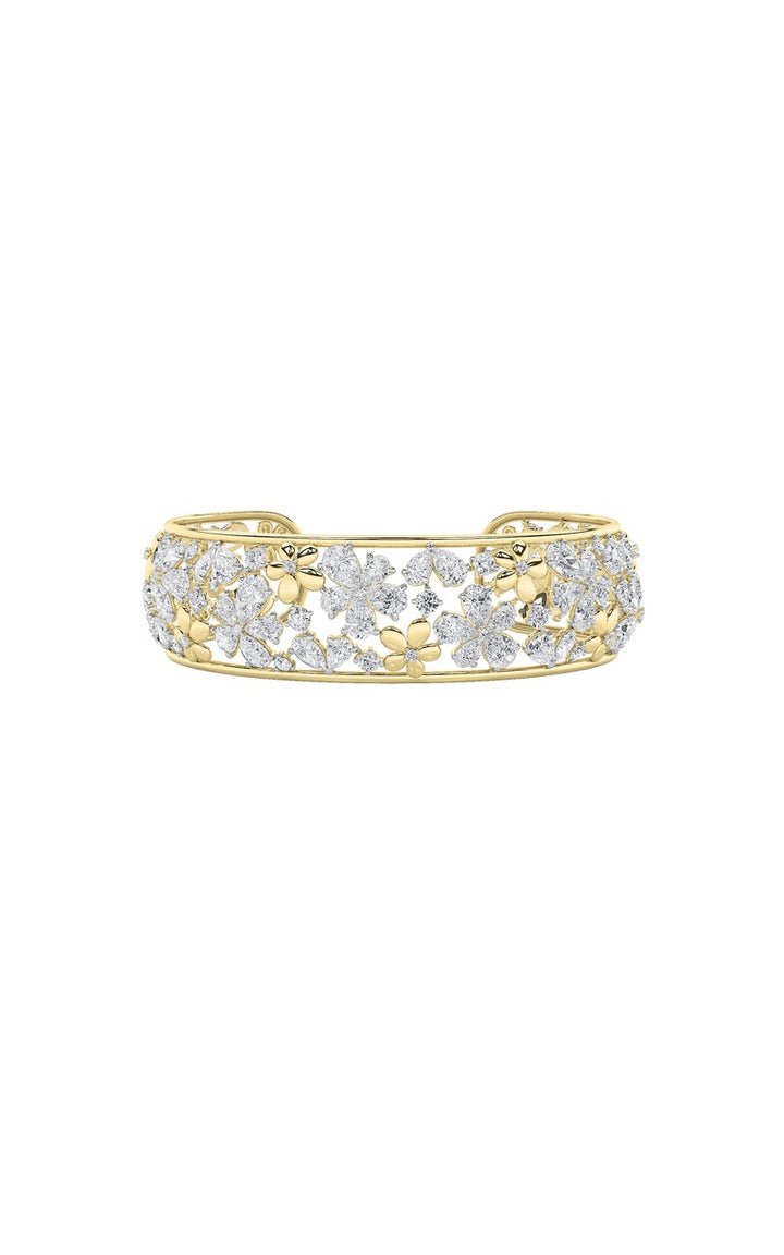 23.5Cttw Mix Shaped Lab Grown Diamond (F/VS) FancyFlower Bracelet in 14K Gold