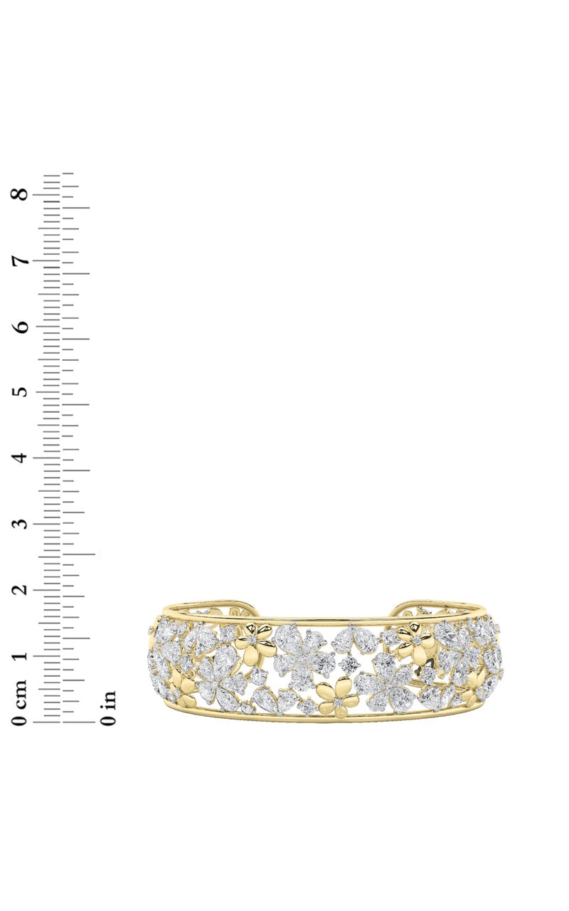 23.5Cttw Mix Shaped Lab Grown Diamond (F/VS) FancyFlower Bracelet in 14K Gold
