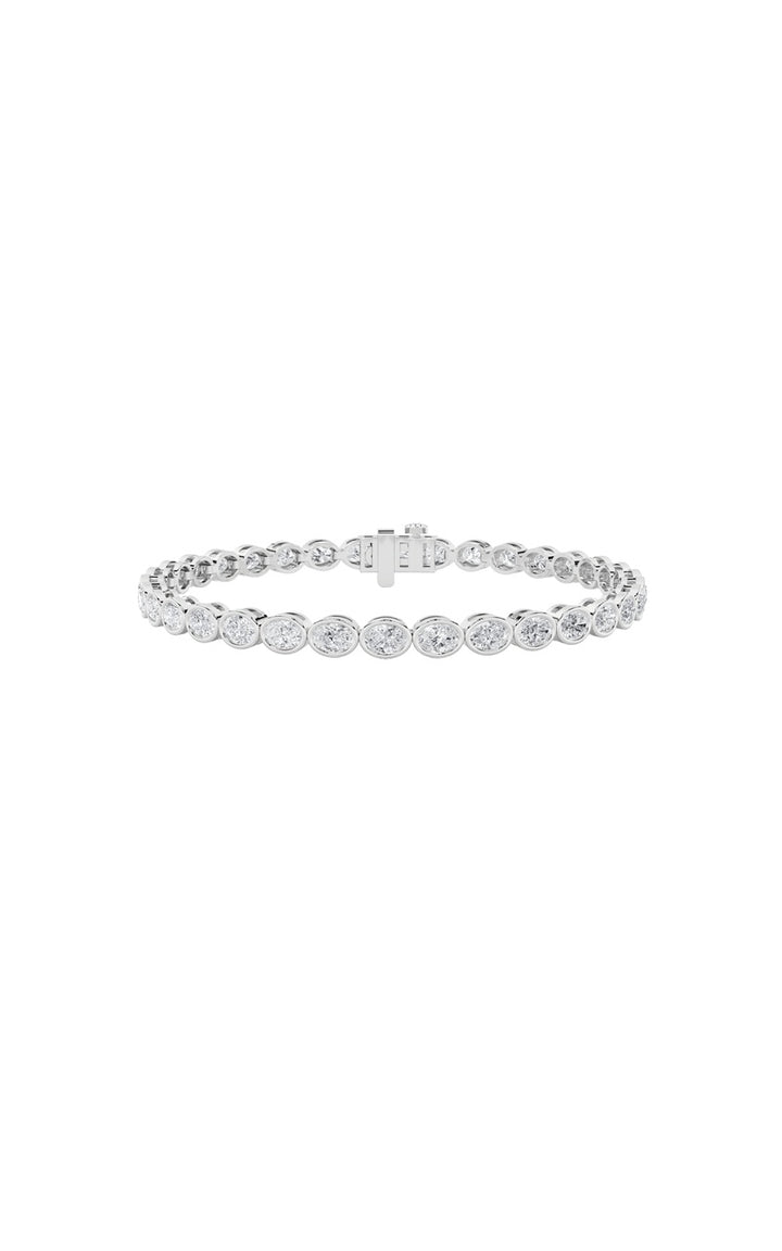 10Cttw Oval Shaped Lab Grown Diamond (F/VS) East West Bezel Set Bracelet in 14K Gold