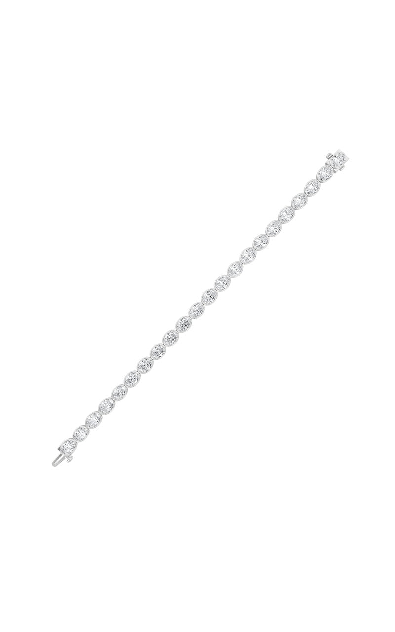 15CTW Oval Shaped Lab Grown Diamond (F/VS) East West Bezel Set Bracelet in 14K Gold, 14K White Gold