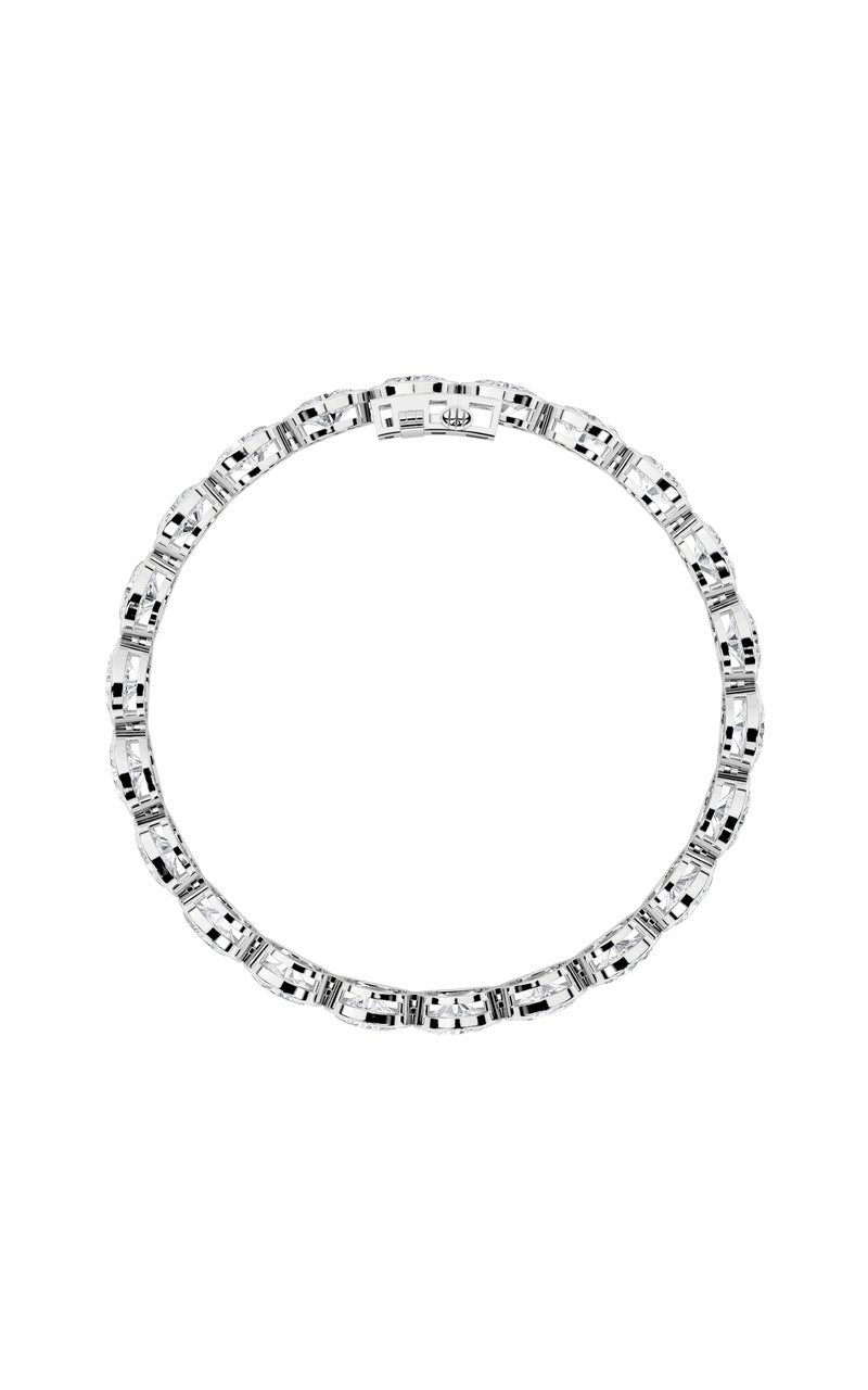 15Cttw Oval Shaped Lab Grown Diamond (F/VS) East West Bezel Set Bracelet in 14K Gold