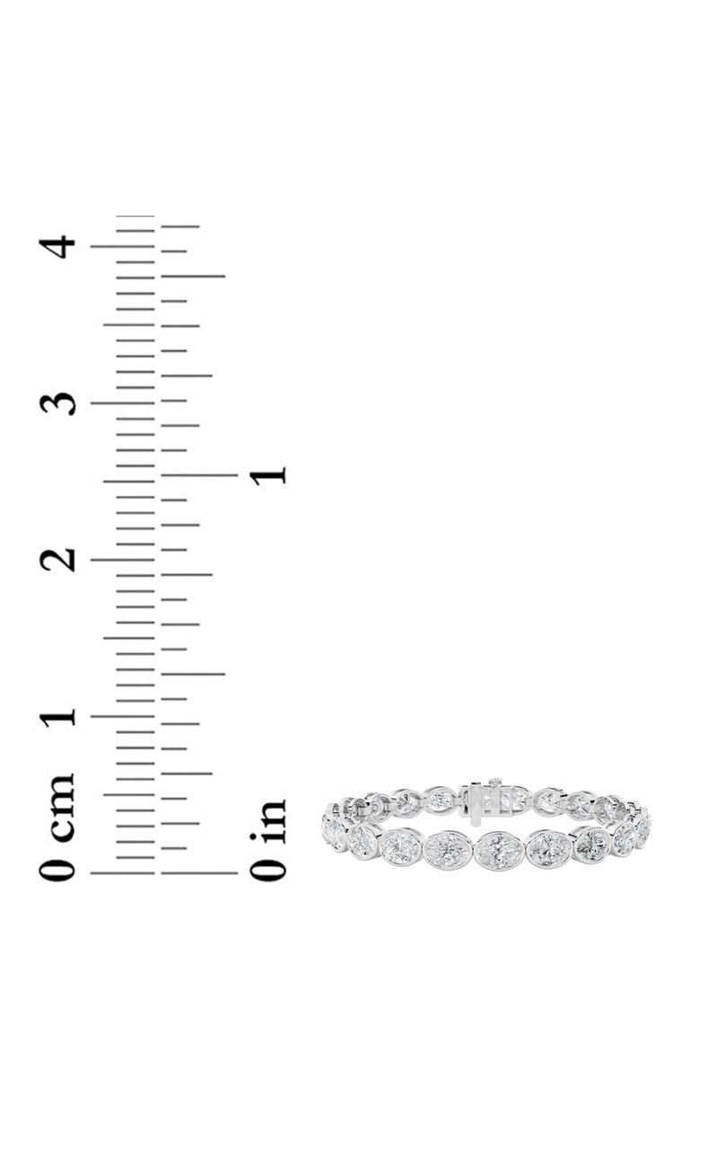 15Cttw Oval Shaped Lab Grown Diamond (F/VS) East West Bezel Set Bracelet in 14K Gold