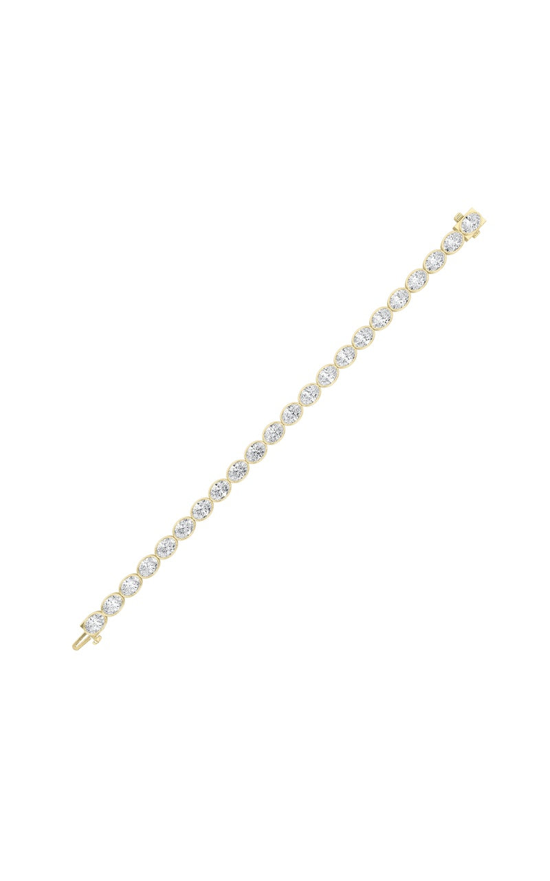 15CTW Oval Shaped Lab Grown Diamond (F/VS) East West Bezel Set Bracelet in 14K Gold, 14K Yellow Gold