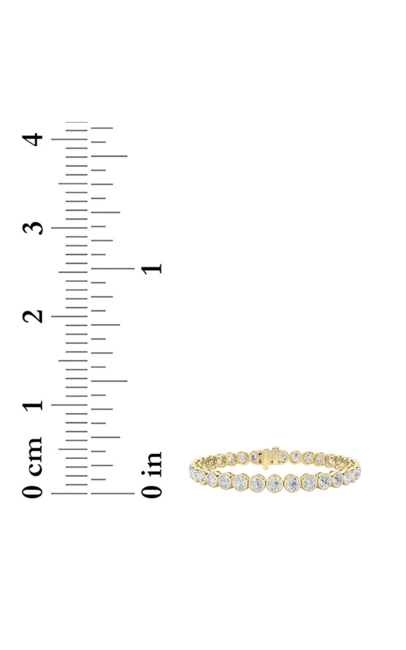 10CTW Round Shaped Lab Grown Diamond (F/VS) East West Bezel Set Bracelet in 14K Gold