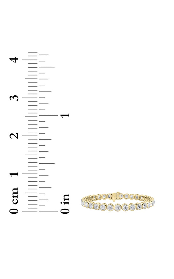 10CTW Round Shaped Lab Grown Diamond (F/VS) East West Bezel Set Bracelet in 14K Gold
