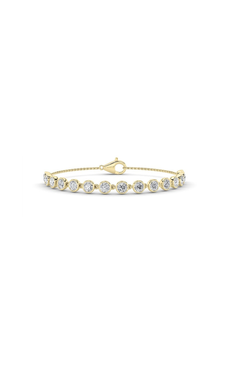 3CTW Round Shaped Lab Grown Diamond (F/VS) Bezel Set Bracelet in 14K Gold