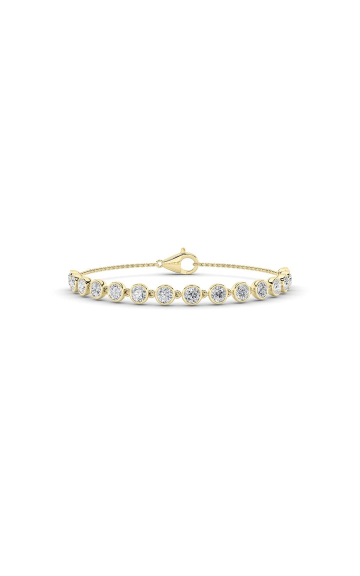 3CTW Round Shaped Lab Grown Diamond (F/VS) Bezel Set Bracelet in 14K Gold