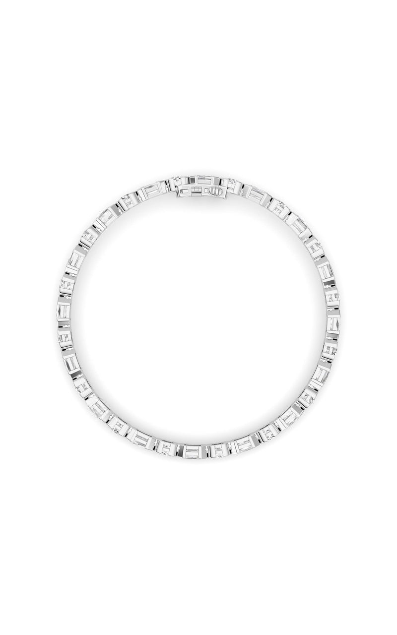 13Cttw Emerald And Round Shaped Lab Grown Diamond(F/VS) Semi Bezel Line Bracelet in 14K Gold