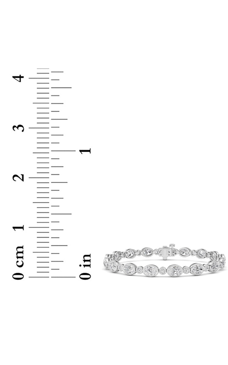 8CTW Oval And Round Lab Grown Diamond (F/VS ) Bezel Set Bracelet in 14K Gold