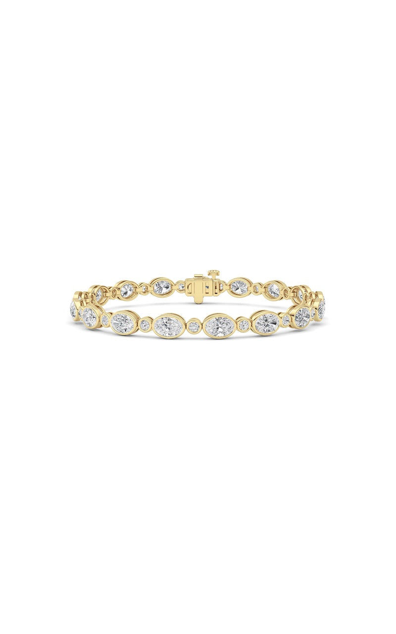 8CTW Oval And Round Lab Grown Diamond (F/VS ) Bezel Set Bracelet in 14K Gold