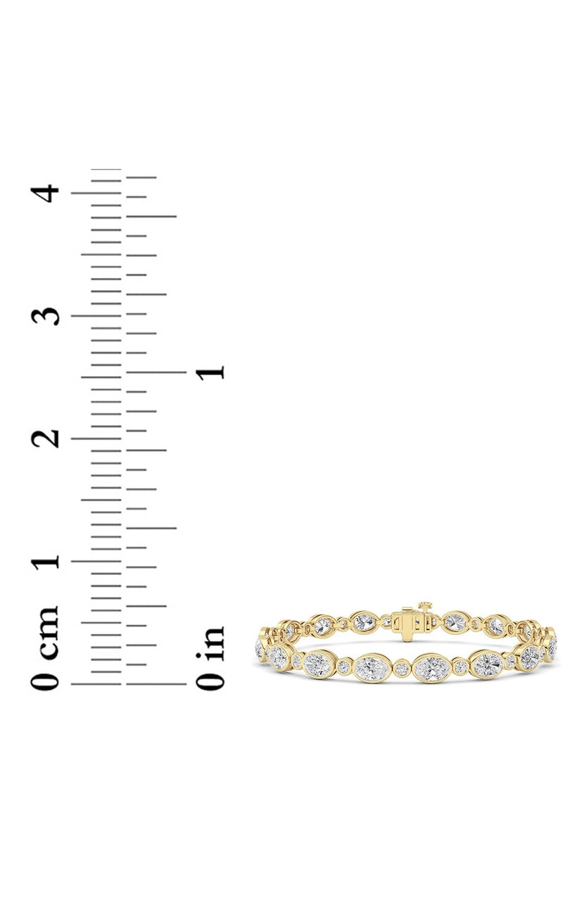 8CTW Oval And Round Lab Grown Diamond (F/VS ) Bezel Set Bracelet in 14K Gold