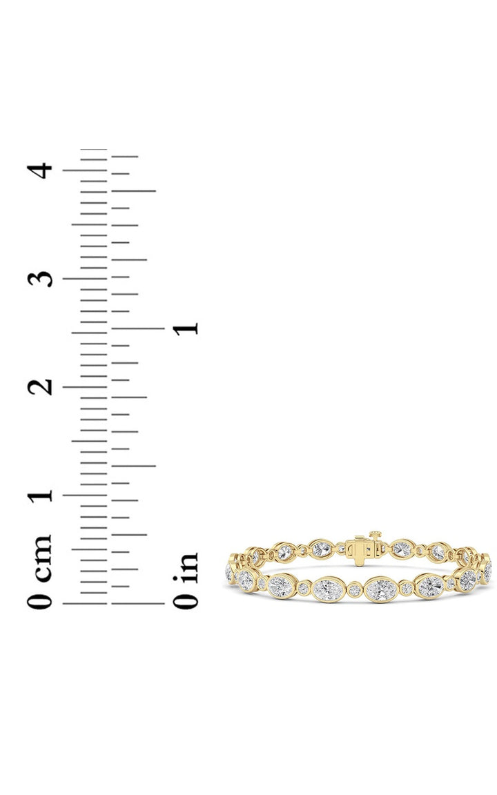 8CTW Oval And Round Lab Grown Diamond (F/VS ) Bezel Set Bracelet in 14K Gold