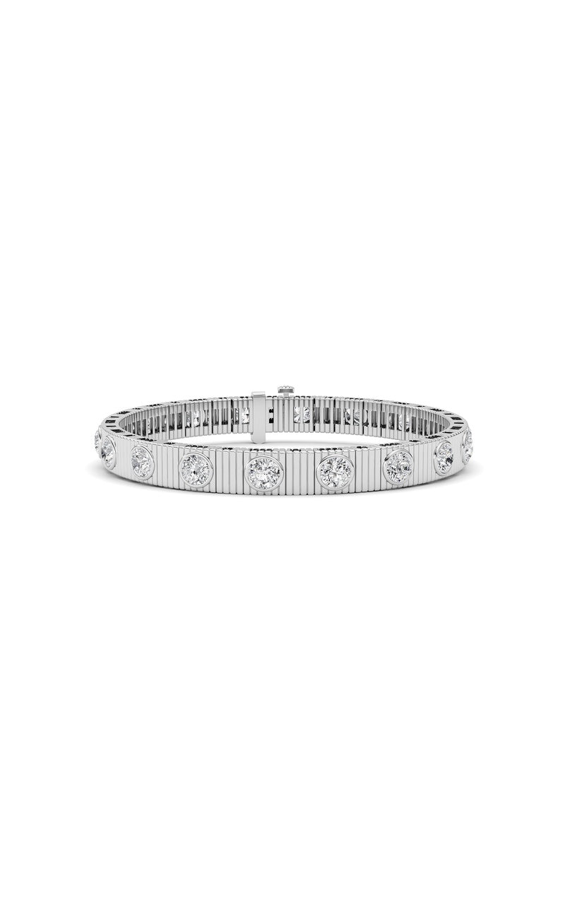 7CTW Round Lab Grown Diamond (F/VS ) Bangle Bracelet in 14K Gold, 14K White Gold