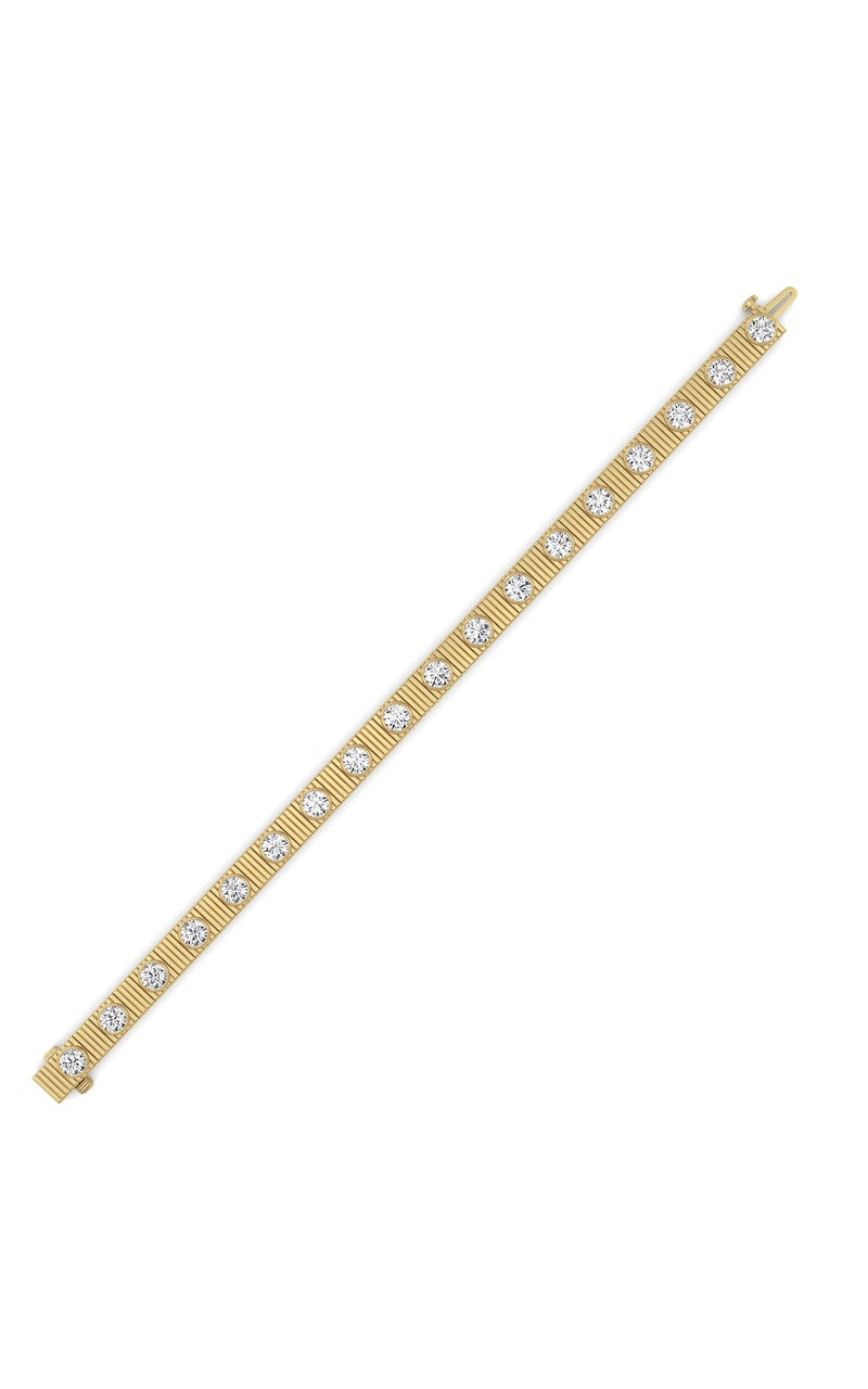 7CTW Round Lab Grown Diamond (F/VS ) Bangle Bracelet in 14K Gold, 14K Yellow Gold