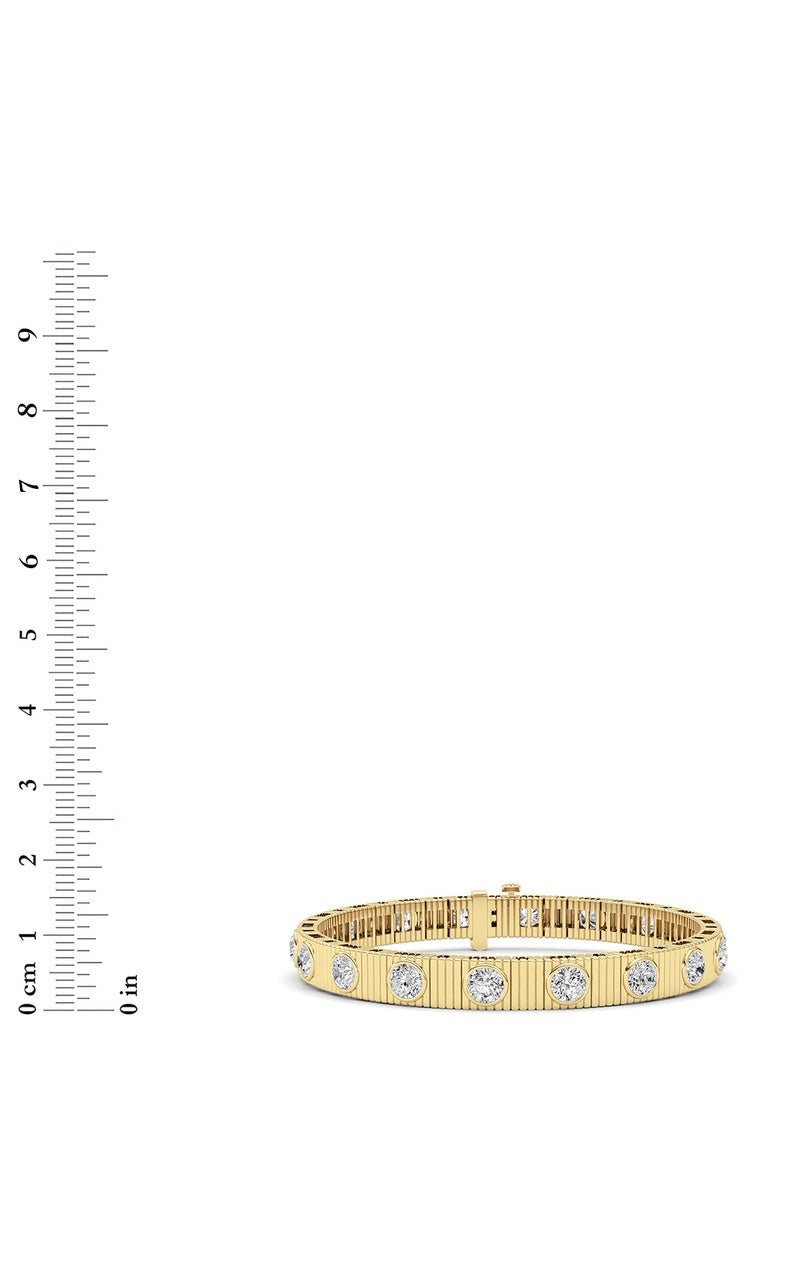 7CTW Round Lab Grown Diamond (F/VS ) Bangle Bracelet in 14K Gold, 14K Yellow Gold