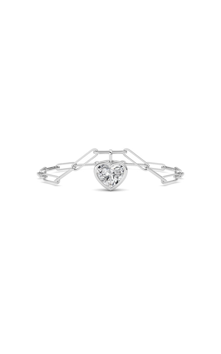 3CTW Heart Lab Grown Diamond (F/VS ) Bezel Set Bracelet in 14K Gold