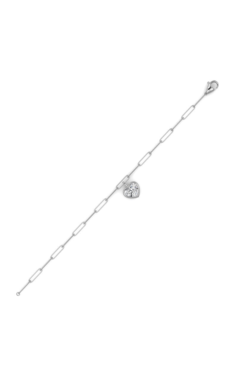 3CTW Heart Lab Grown Diamond (F/VS ) Bezel Set Bracelet in 14K Gold