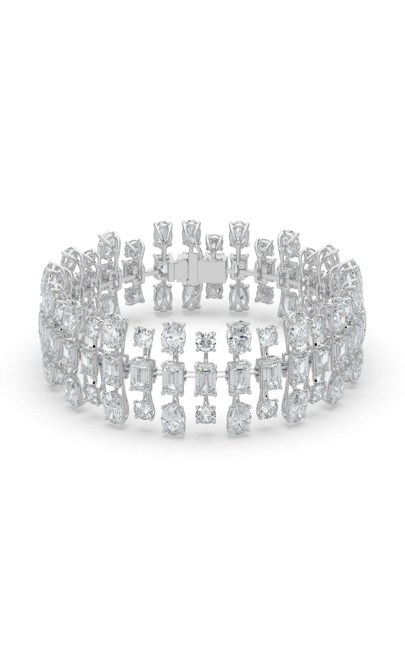 34.5Cttw Mix Shaped Lab Grown Diamond (F/VS) Bracelet in 14K Gold