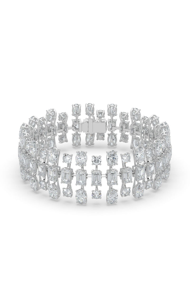 34.5Cttw Mix Shaped Lab Grown Diamond (F/VS) Bracelet in 14K Gold