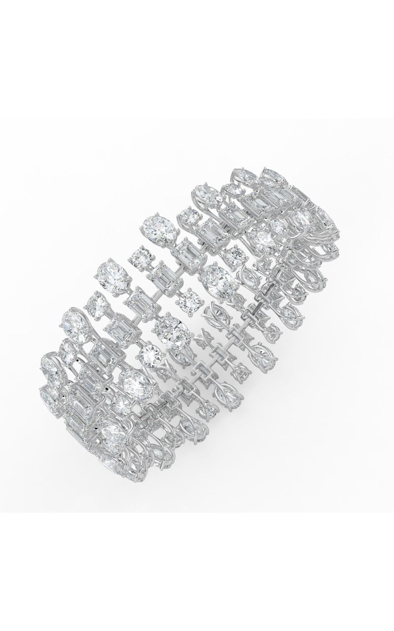 34.5Cttw Mix Shaped Lab Grown Diamond (F/VS) Bracelet in 14K Gold
