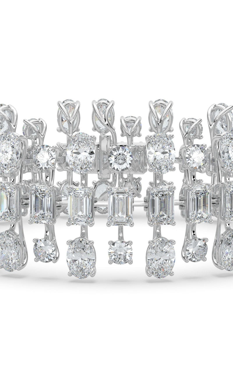 34.5Cttw Mix Shaped Lab Grown Diamond (F/VS) Bracelet in 14K Gold