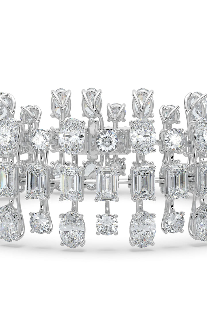 34.5Cttw Mix Shaped Lab Grown Diamond (F/VS) Bracelet in 14K Gold